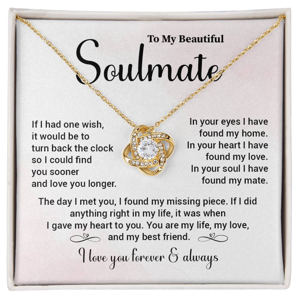 Soulmate Necklace Gift for Her – Love Knot with Message Card