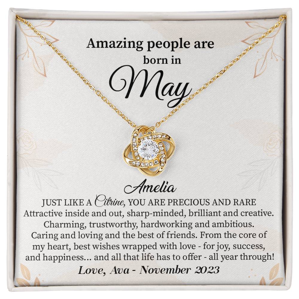 May Birthday Gift for Her – Elegant Necklace with Card