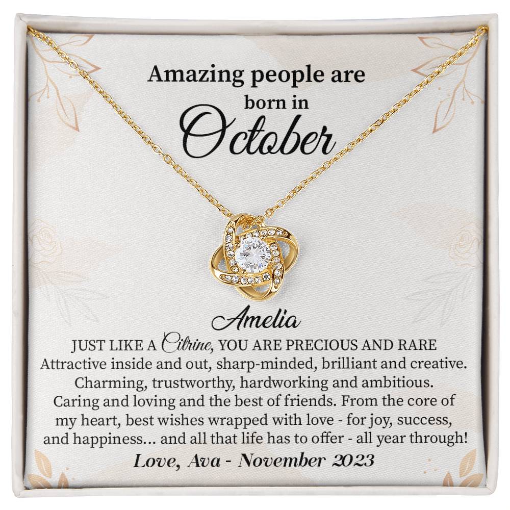 October Birthday Gift for Her – Necklace with Gift Card