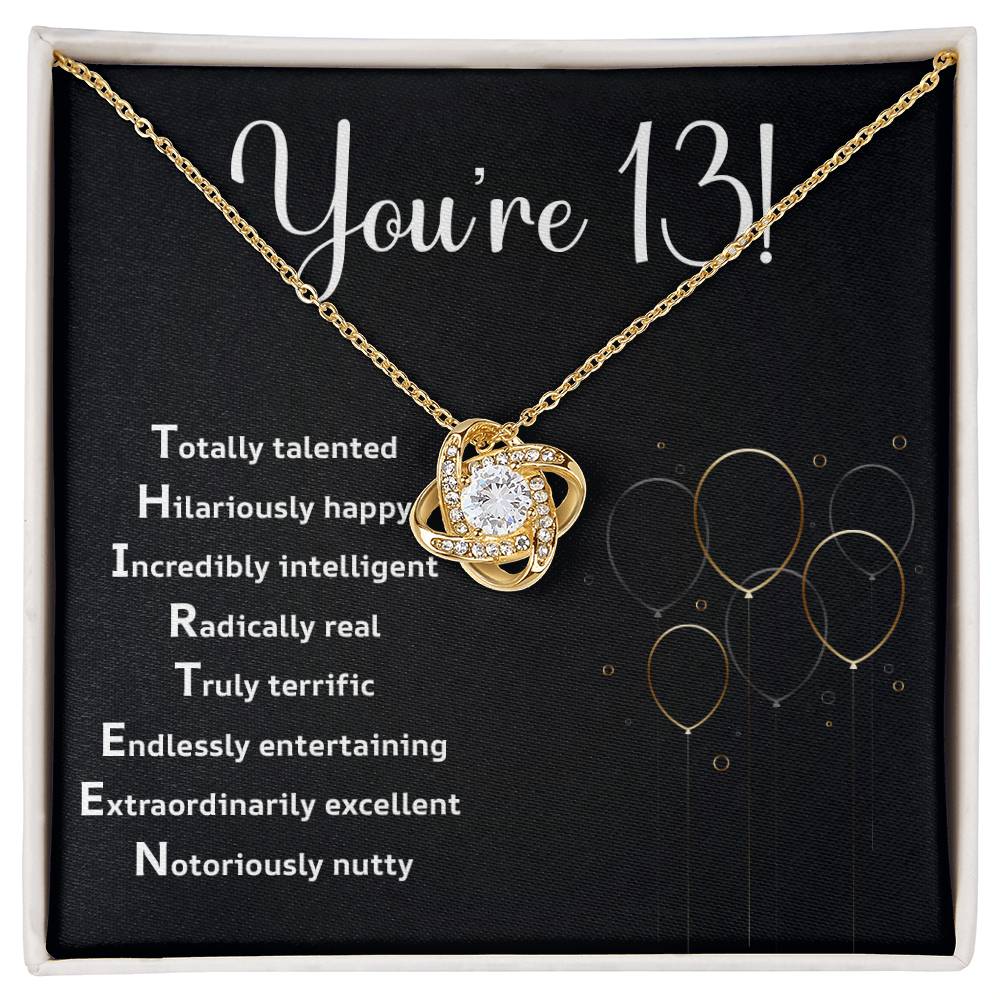 Funny 13th Birthday Necklace for Teen Girl – Gift Box with Acronym Card