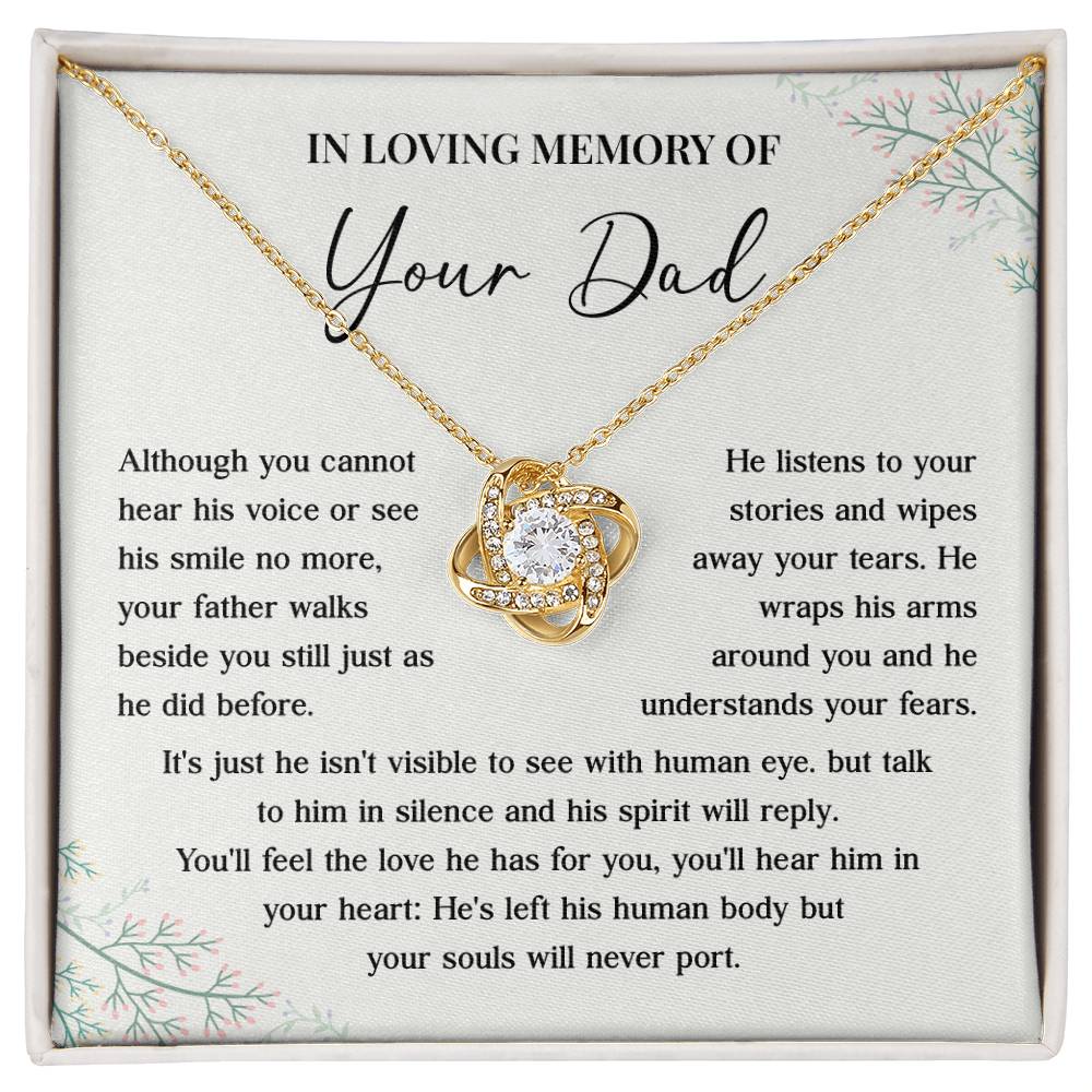 Memorial Necklace for Dad Loss with Message Card