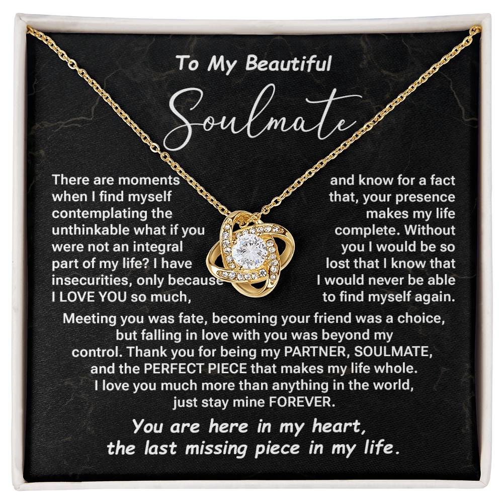 Soulmate Love Knot Necklace Gift Deep Message Card for Her