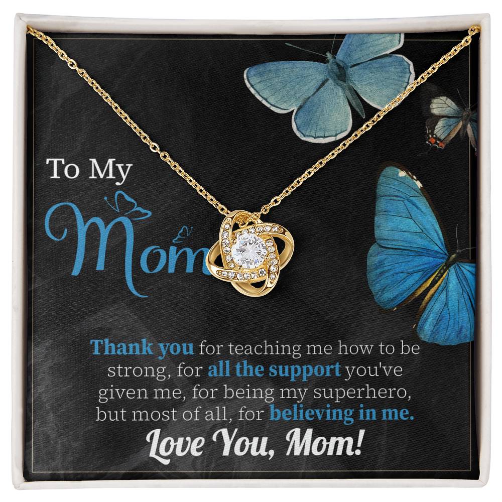 Thank You Mom Necklace – Gift for Believing in Me with Butterfly Card