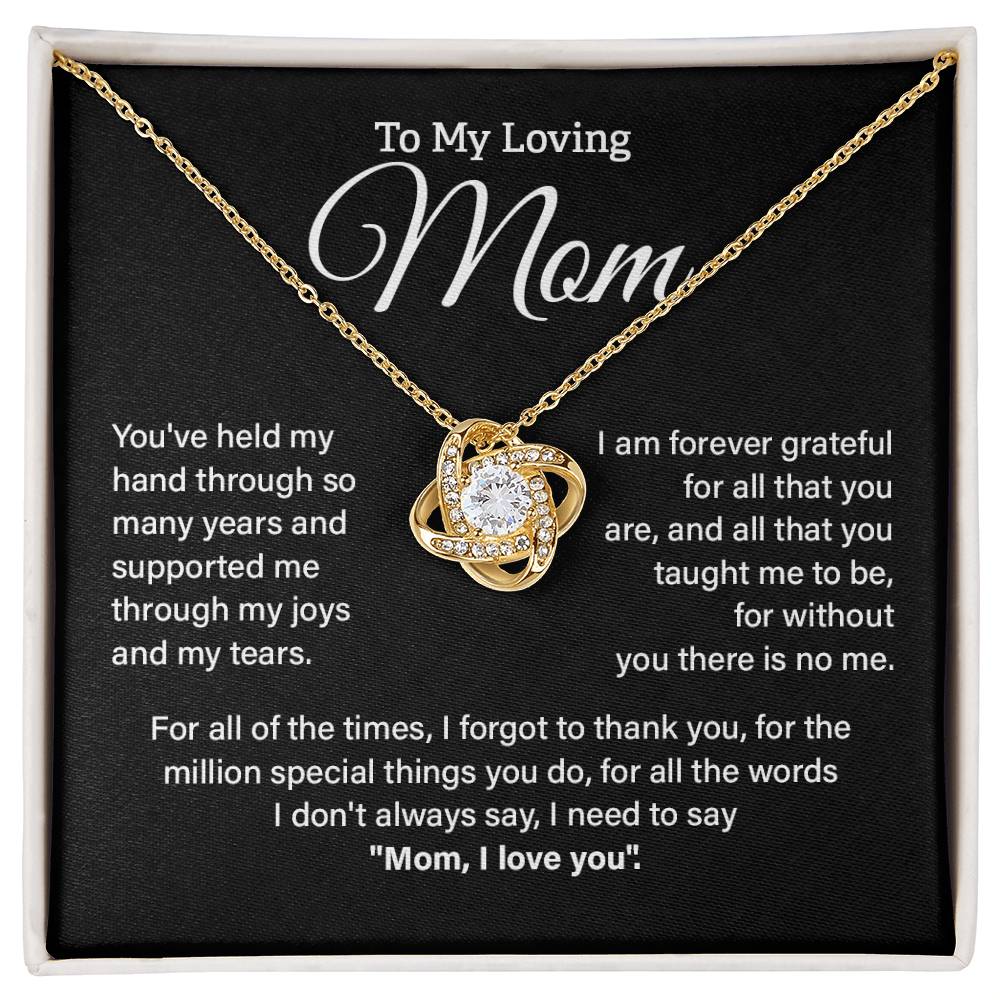 Loving Mom Necklace Gift from Son or Daughter – Thank You Quote Card