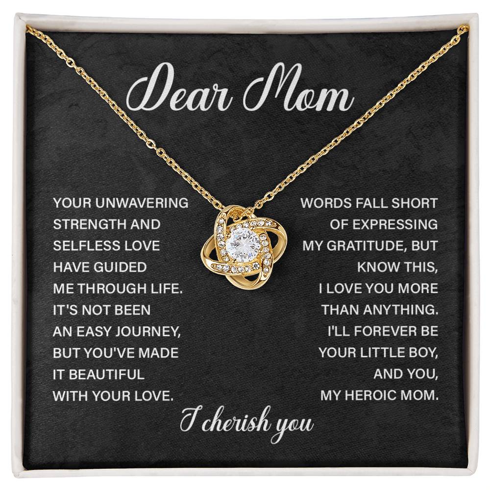 Dear Mom Necklace – From Son to Heroic Mother with Sentimental Card Gift