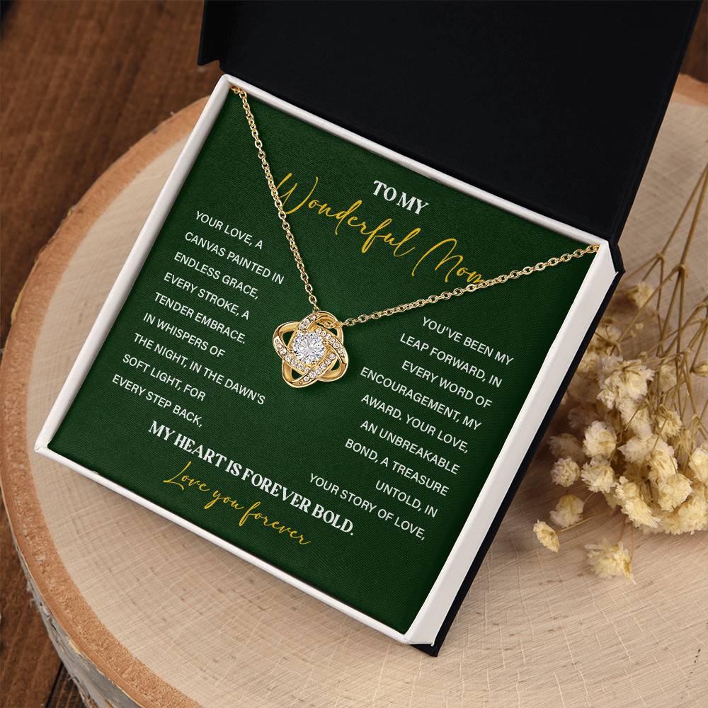 To My Wonderful Mom Necklace with Message Card Gift Box