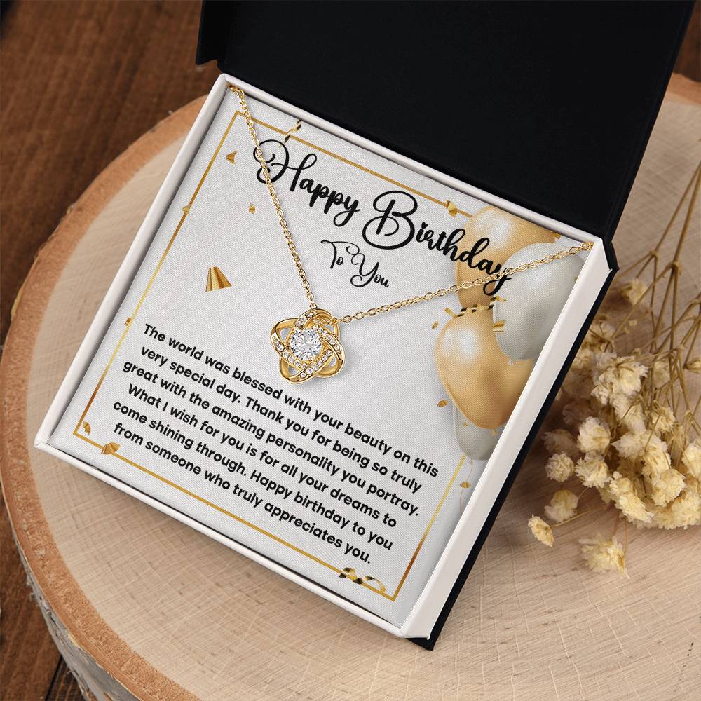 Birthday Necklace Gift for Her – Heartfelt Message Card