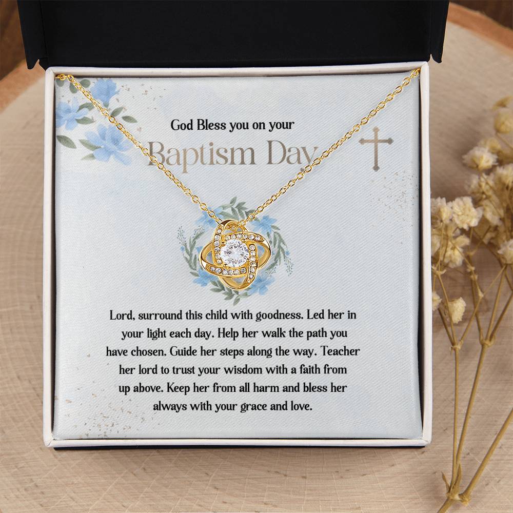 Baptism Necklace Gift for Girl with Message Card