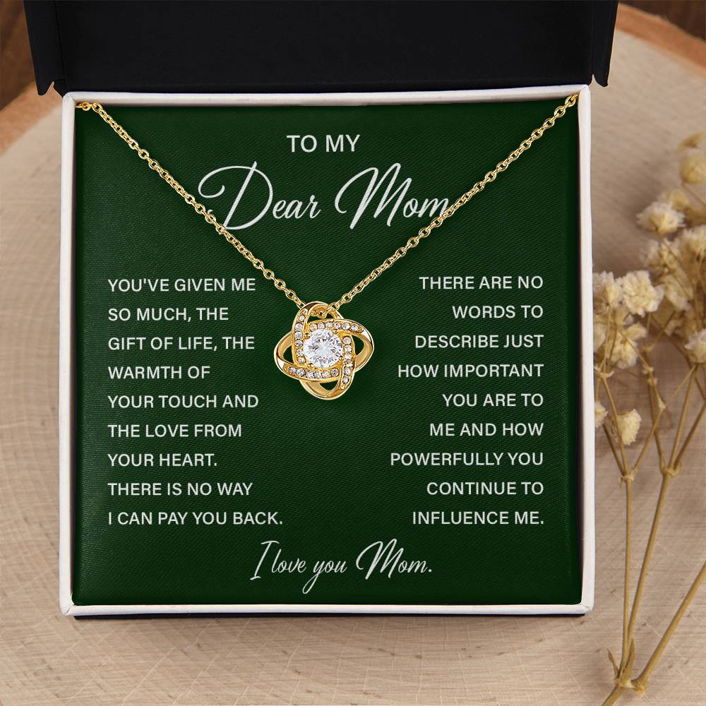 I Love You Mom Necklace with Emotional Gift Note