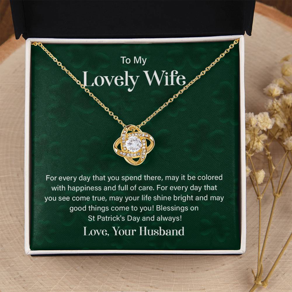 Wife St. Patrick's Day Necklace Gift Box & Card