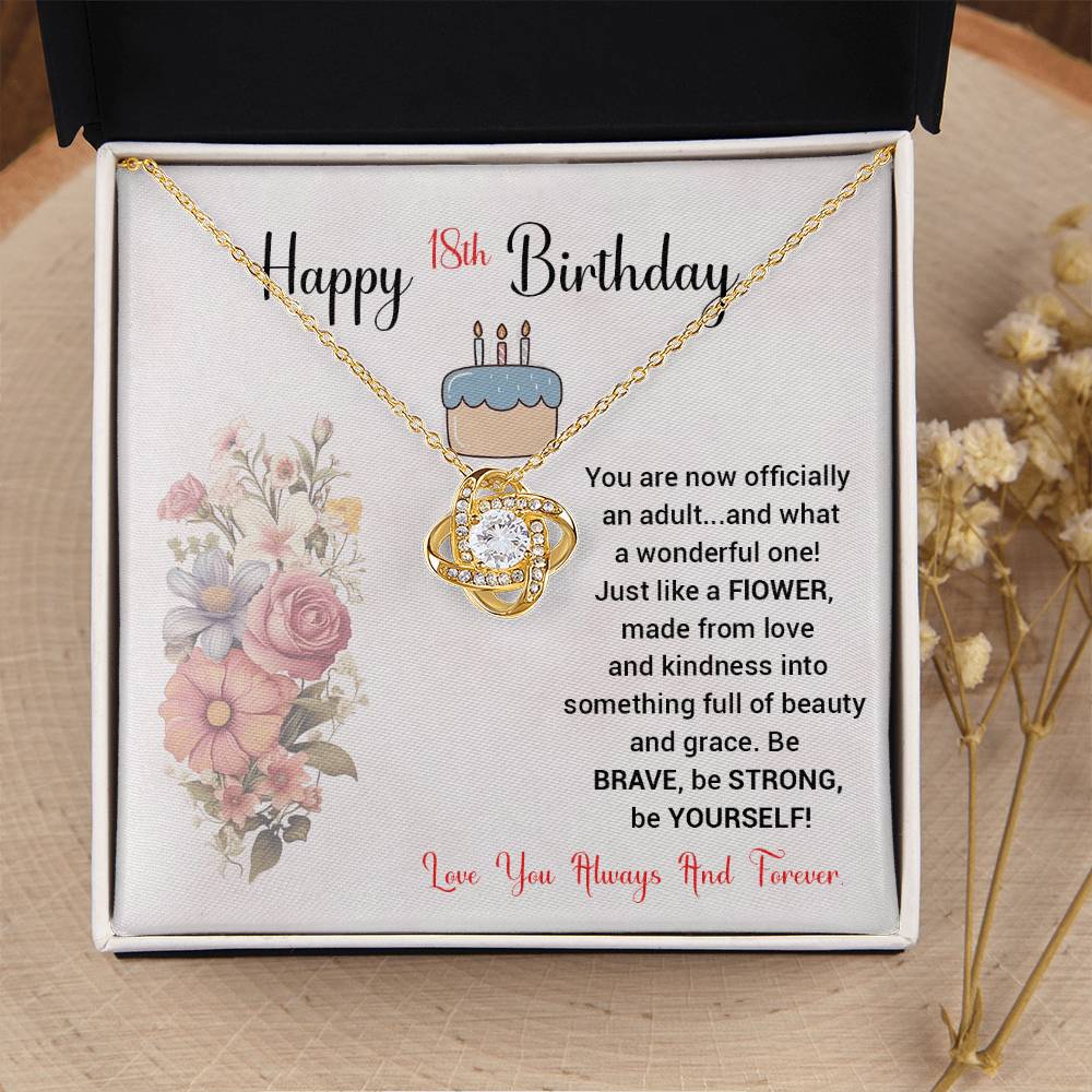 18th Birthday Necklace Gift for Daughter – Flower Message Box