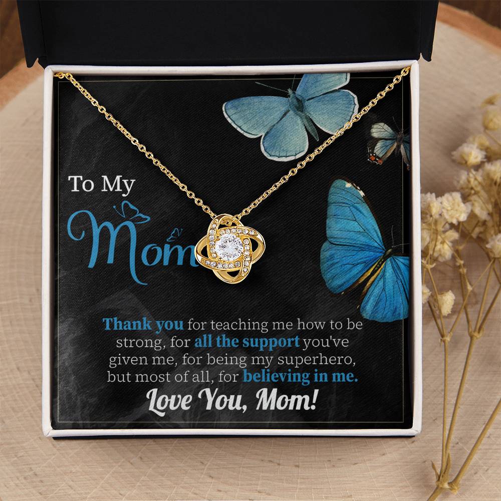Thank You Mom Necklace – Gift for Believing in Me with Butterfly Card