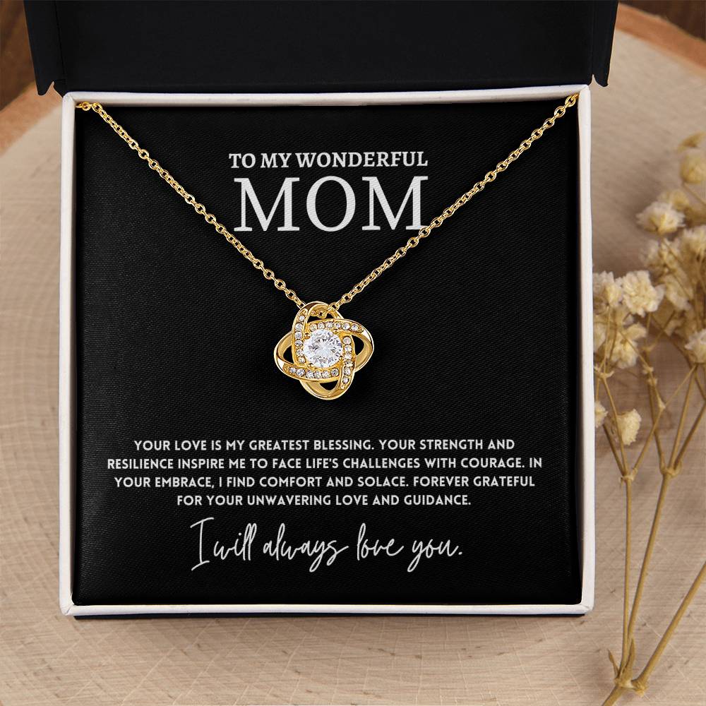 To My Wonderful Mom Necklace Gift with Message Card