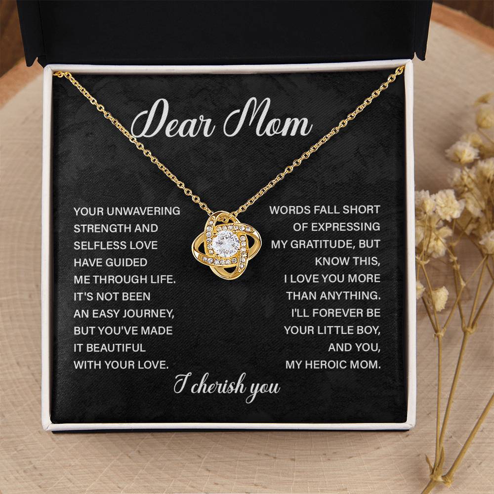 Dear Mom Necklace – From Son to Heroic Mother with Sentimental Card Gift