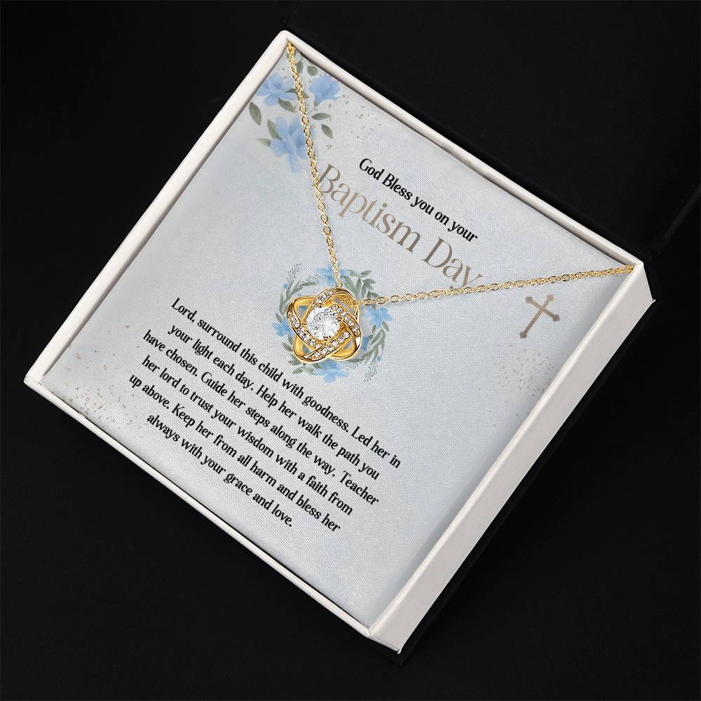 Baptism Necklace Gift for Girl with Message Card