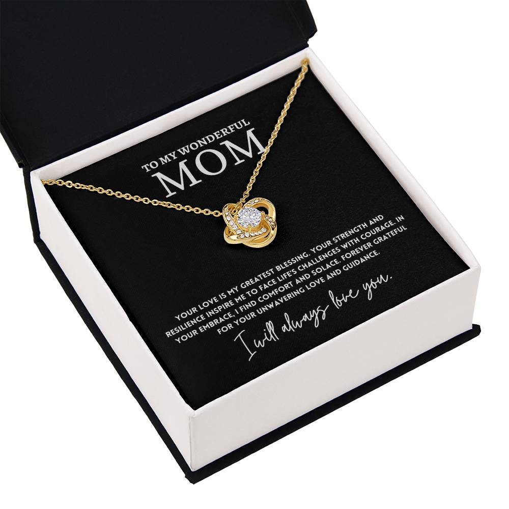 To My Wonderful Mom Necklace Gift with Message Card