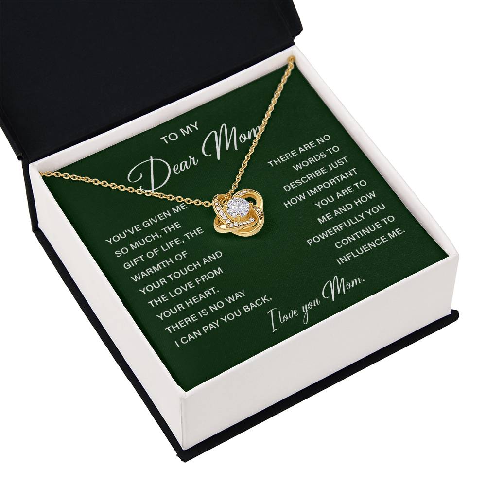 I Love You Mom Necklace with Emotional Gift Note