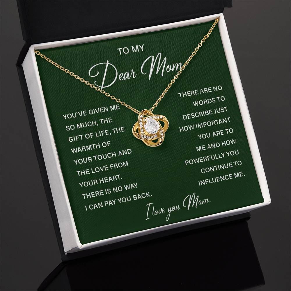 I Love You Mom Necklace with Emotional Gift Note