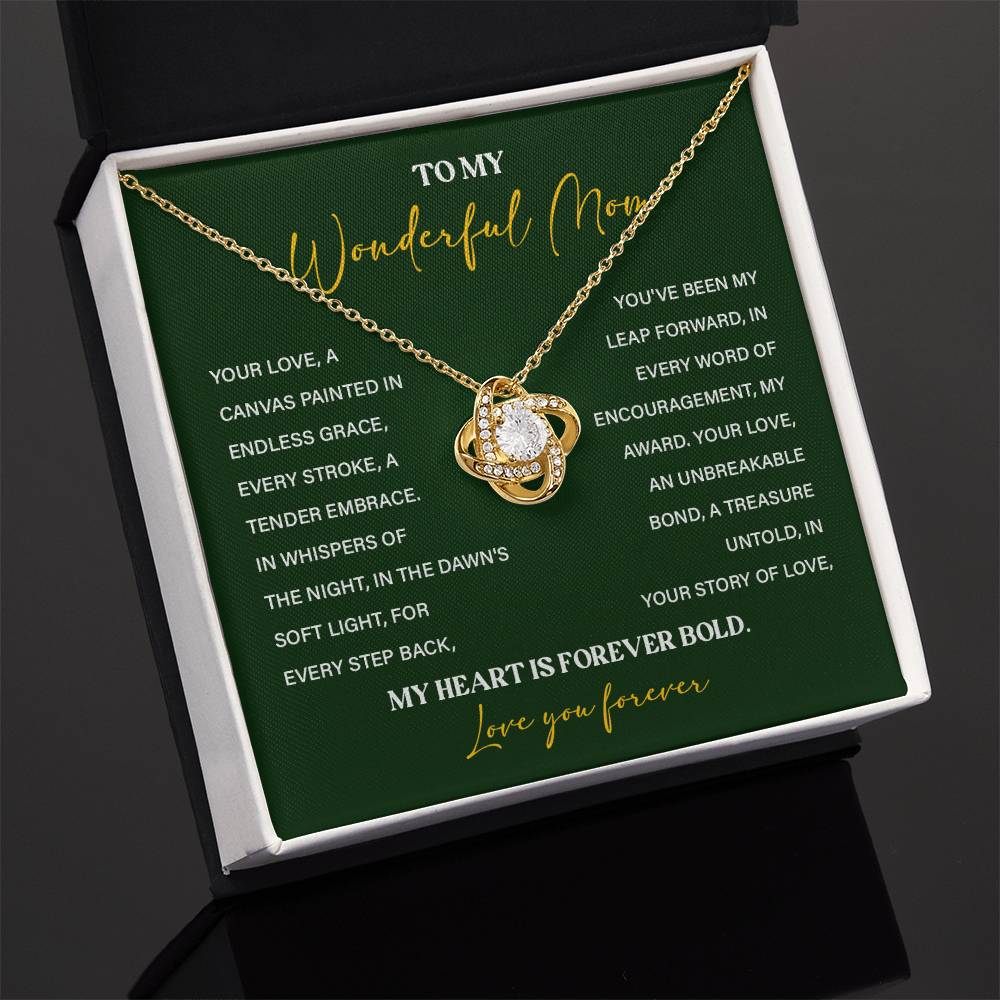 To My Wonderful Mom Necklace with Message Card Gift Box