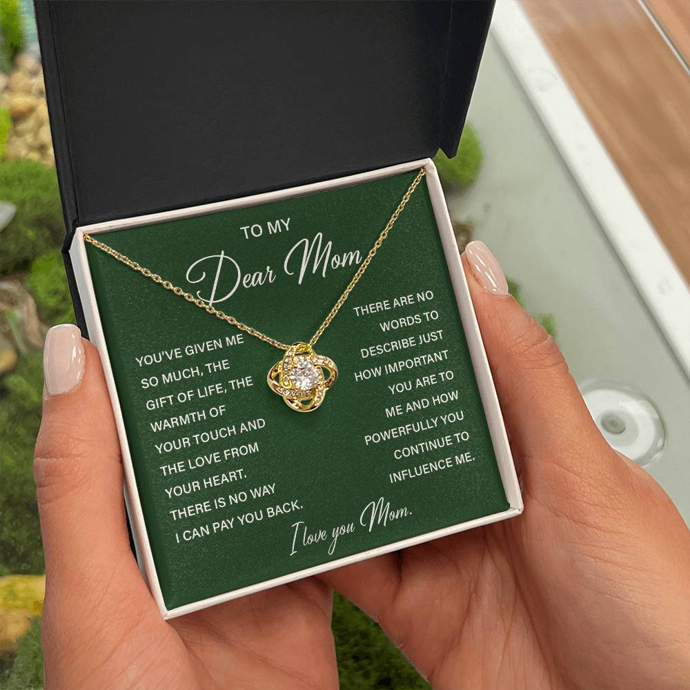 I Love You Mom Necklace with Emotional Gift Note