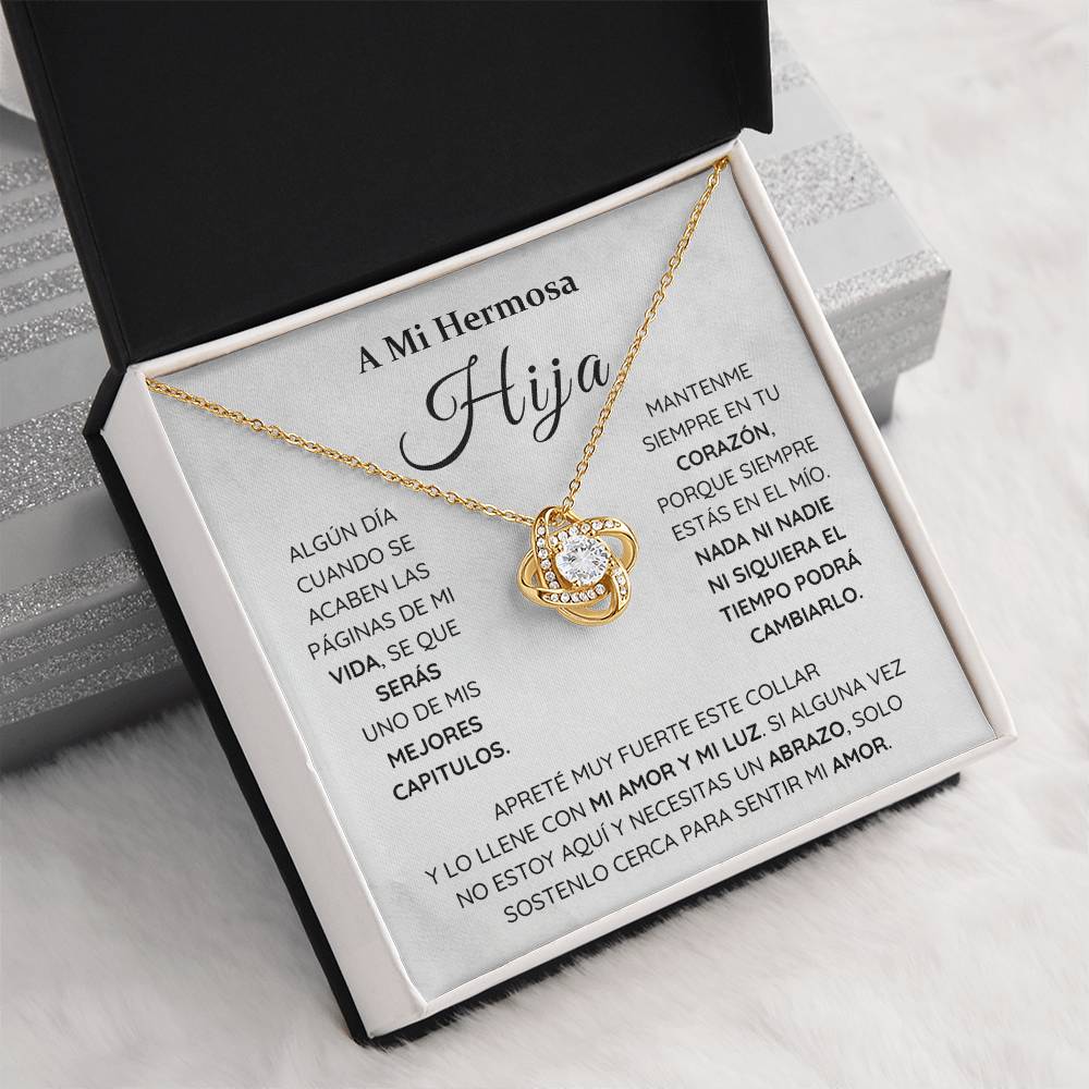 A Mi Hermosa Hija – Collar de Nudo con Tarjeta de Amor Eterno
