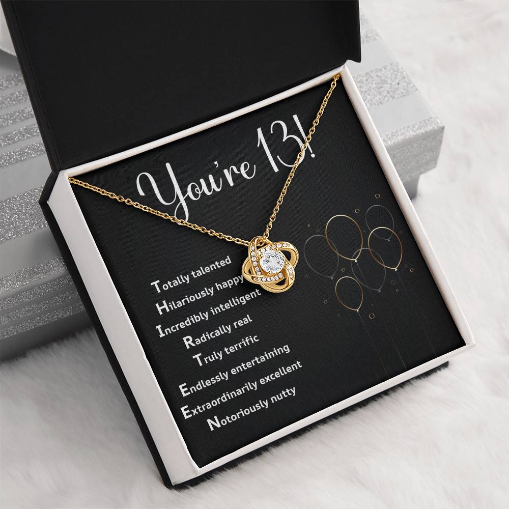 Funny 13th Birthday Necklace for Teen Girl – Gift Box with Acronym Card