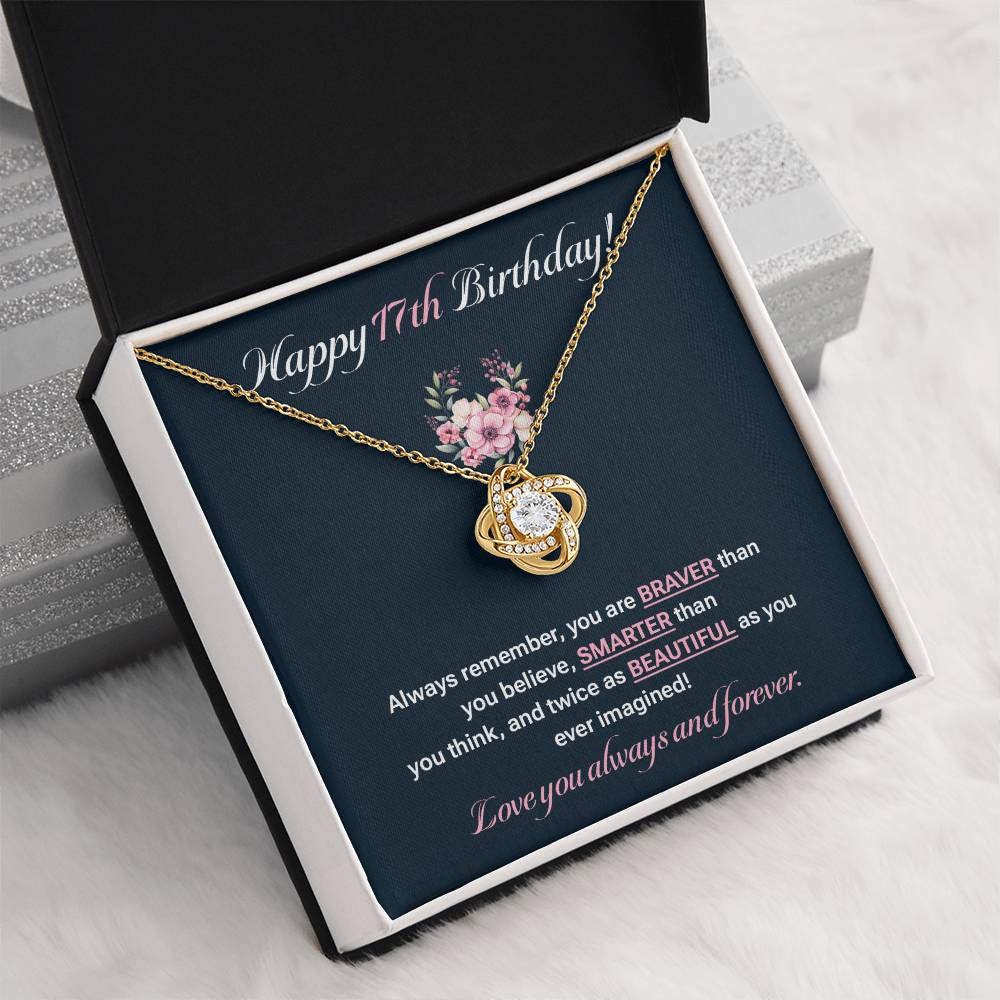 17th Birthday Necklace Gift for Teen Girl – Sentimental Floral Card