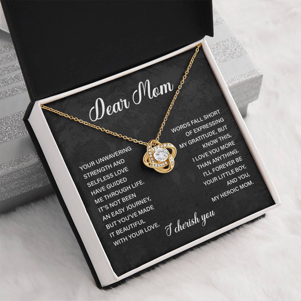 Dear Mom Necklace – From Son to Heroic Mother with Sentimental Card Gift