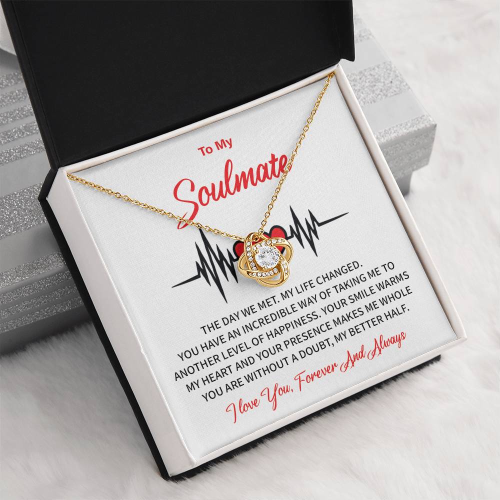 To My Soulmate Love Knot Necklace Gift for Wife