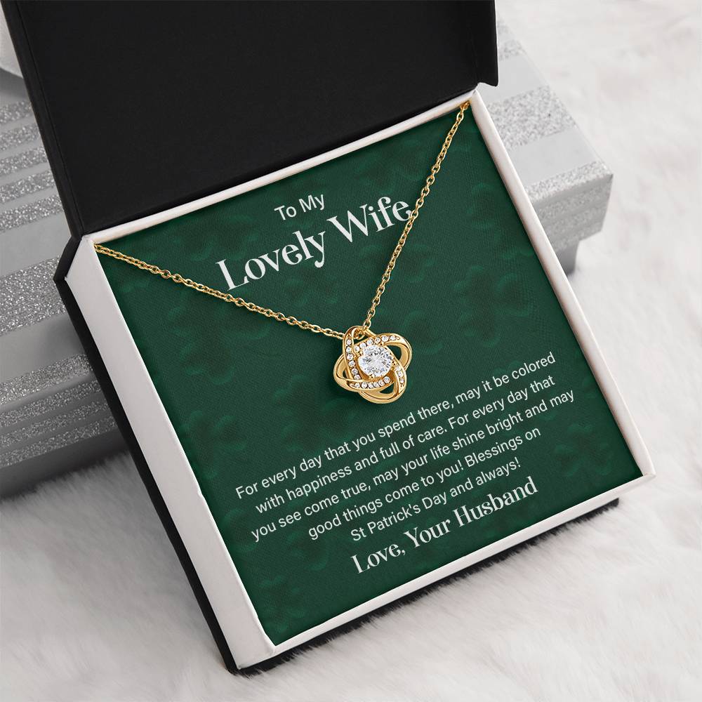 Wife St. Patrick's Day Necklace Gift Box & Card