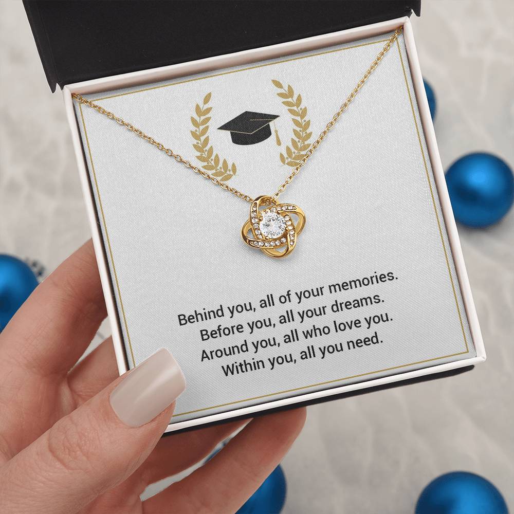 Graduation Necklace Gift with Cap & Laurel Design
