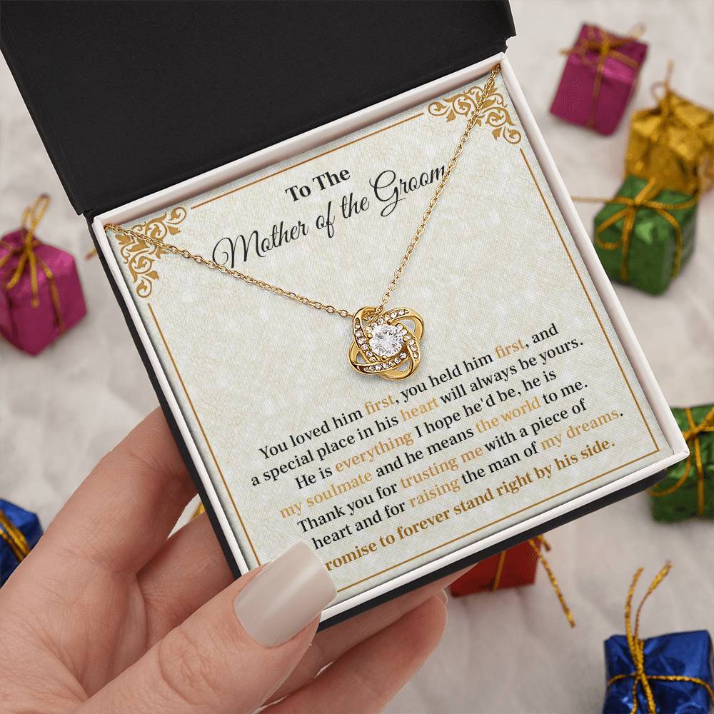 Groom’s Mom Necklace Gift from Bride with Message Card
