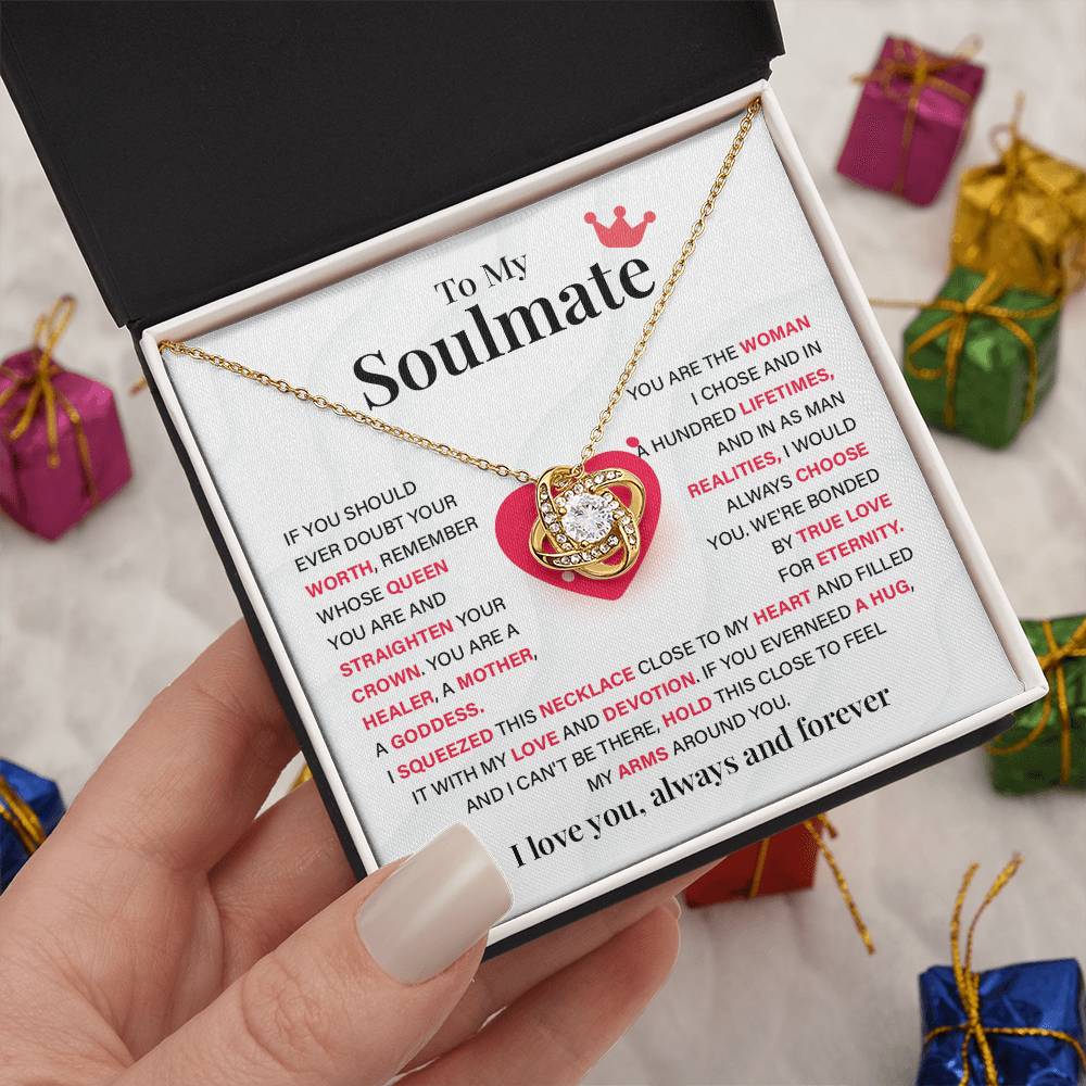 Soulmate Gift Necklace for Her – Message Card Included