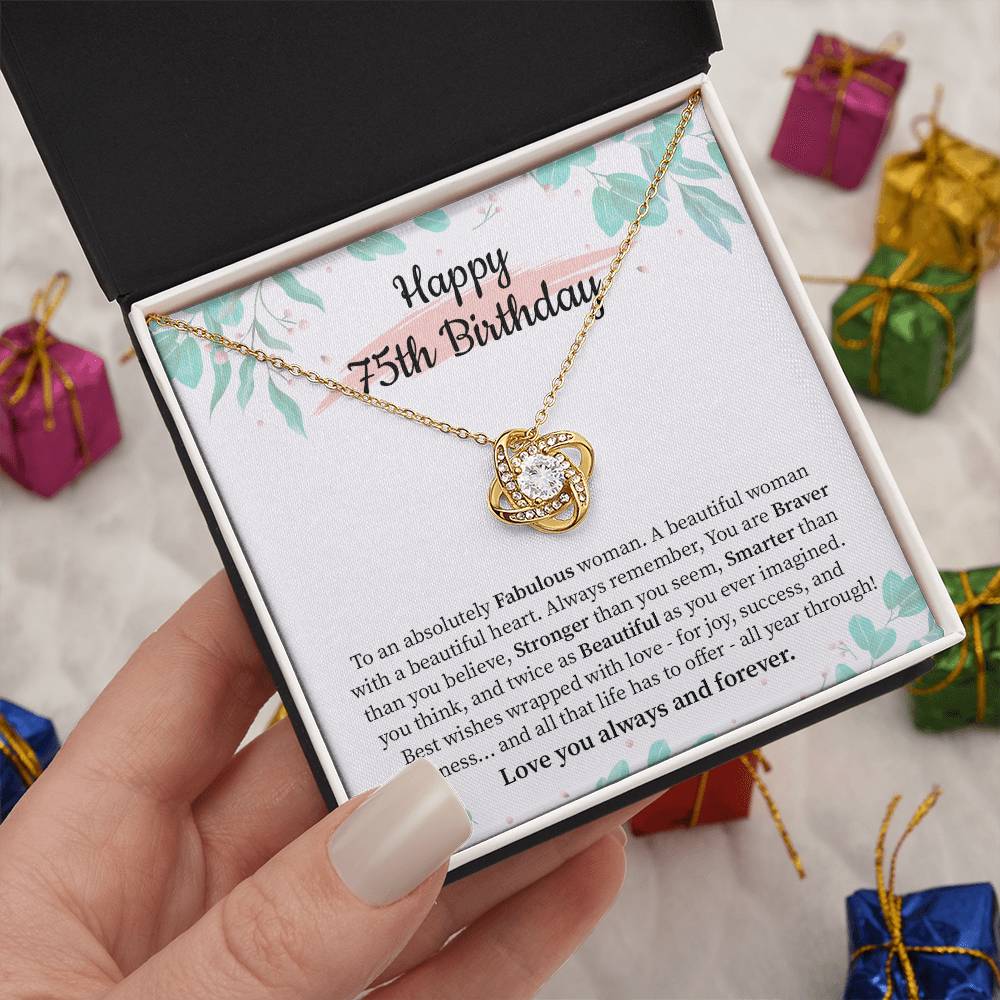 75th Birthday Necklace Gift for Woman with Heartfelt Message