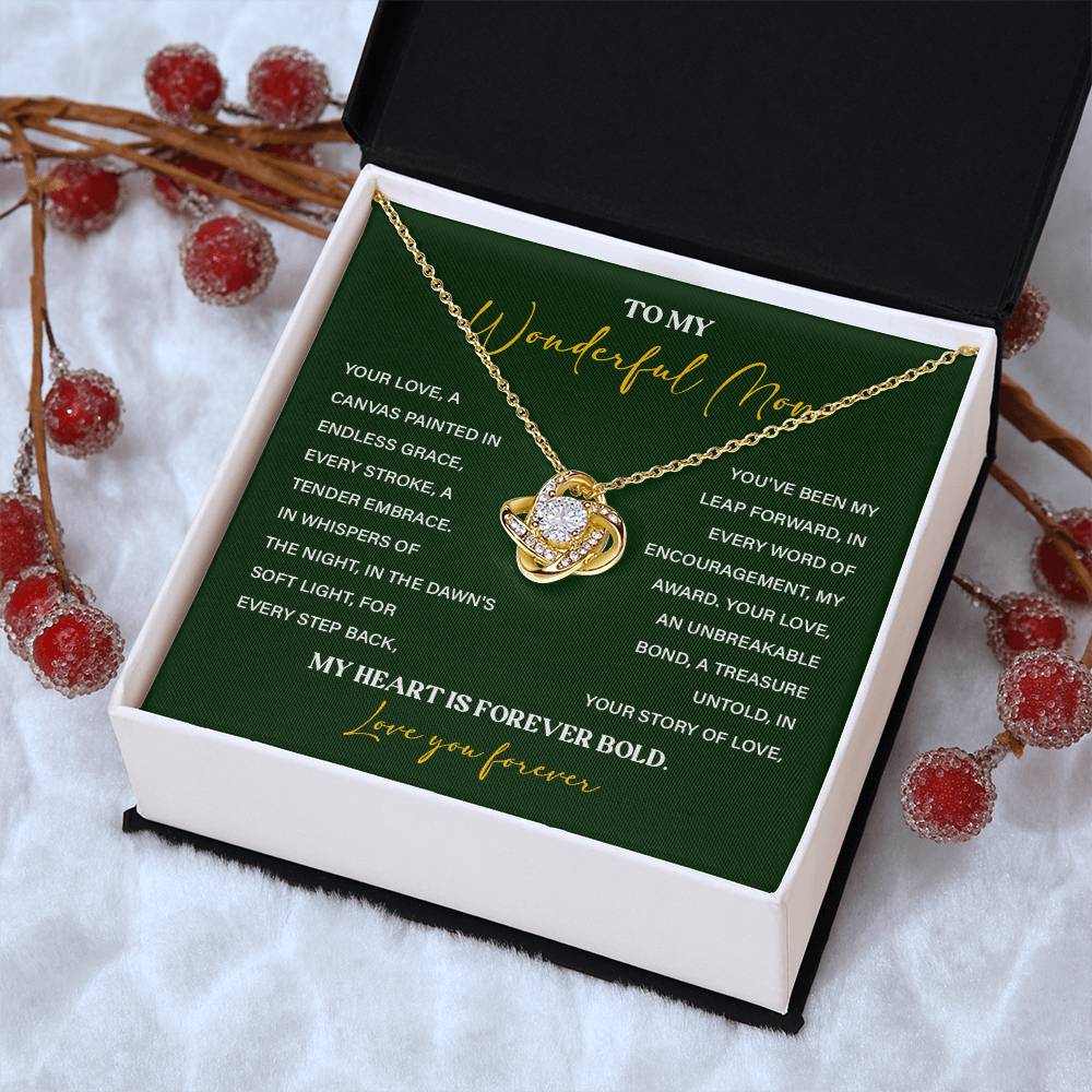 To My Wonderful Mom Necklace with Message Card Gift Box