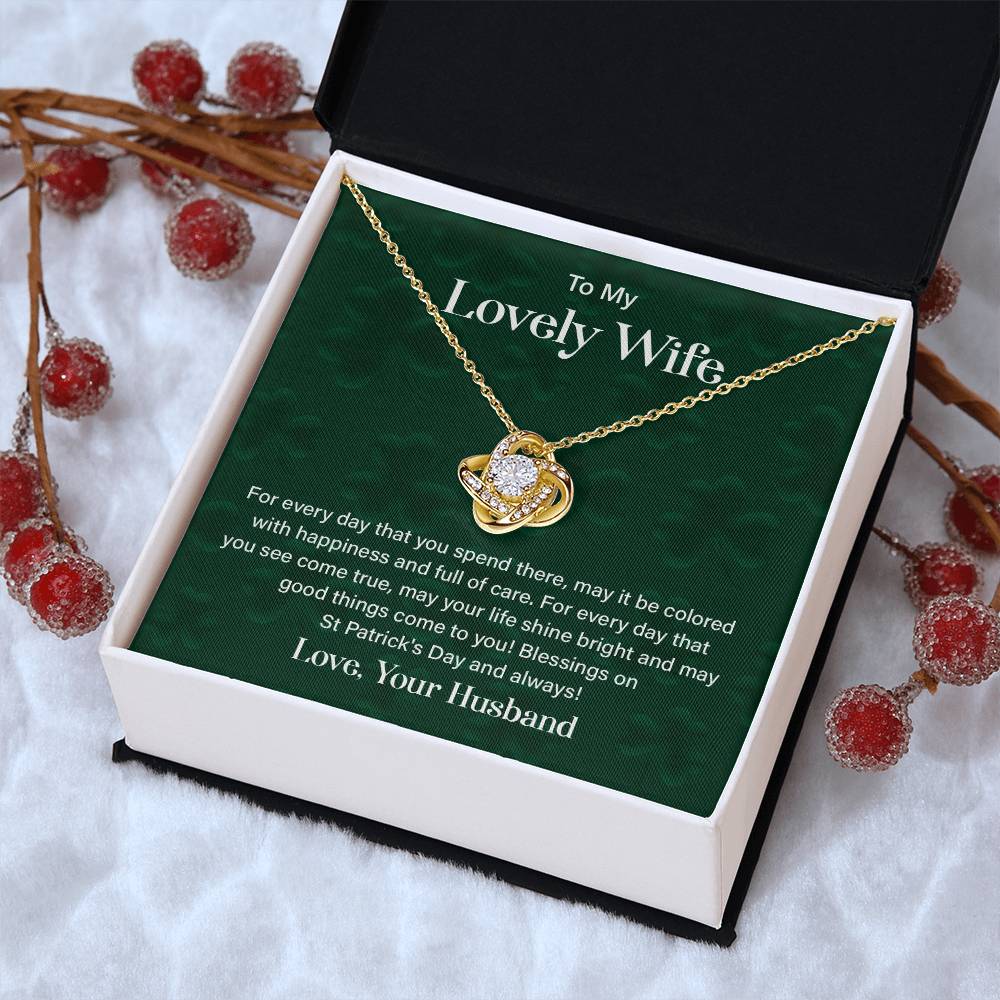 Wife St. Patrick's Day Necklace Gift Box & Card