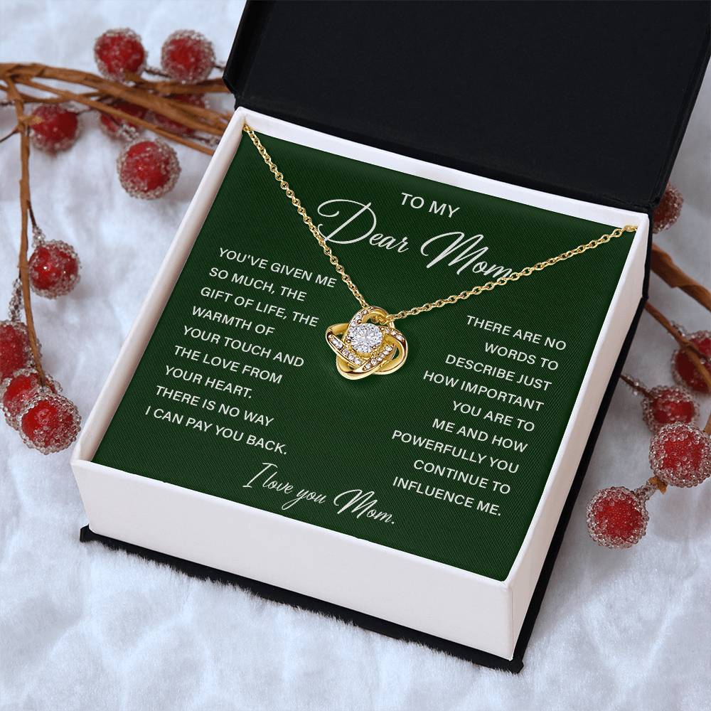I Love You Mom Necklace with Emotional Gift Note