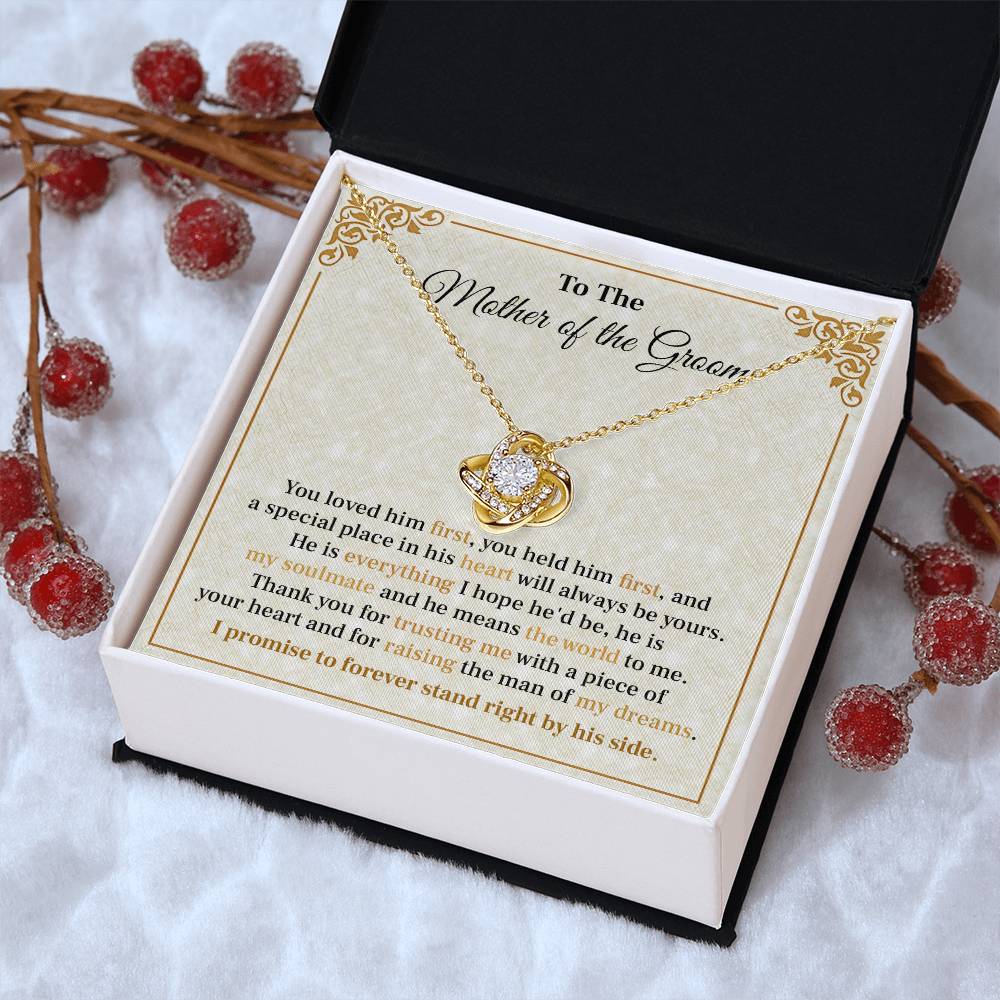 Groom’s Mom Necklace Gift from Bride with Message Card