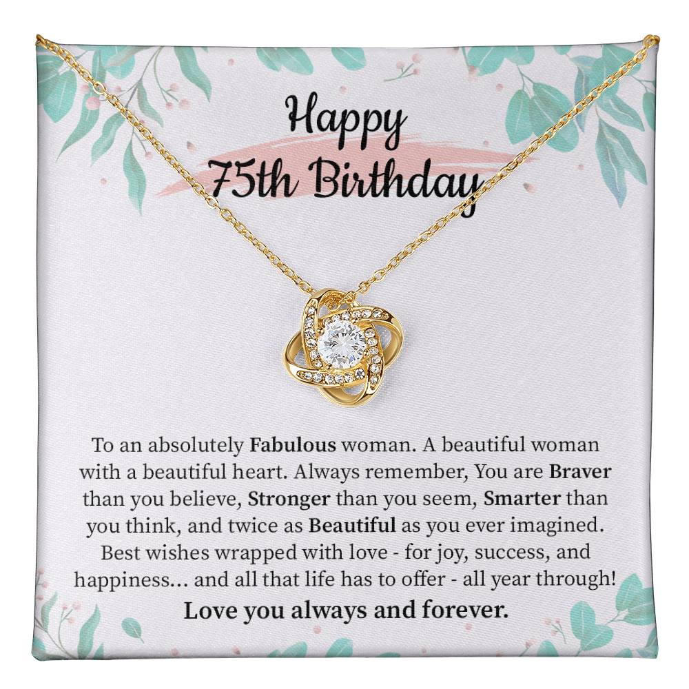 75th Birthday Necklace Gift for Woman with Heartfelt Message