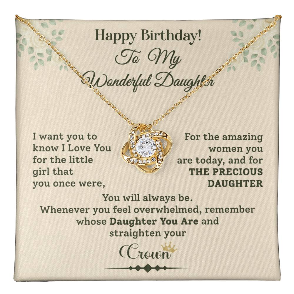 Birthday Necklace Gift for Daughter Crown Message Card