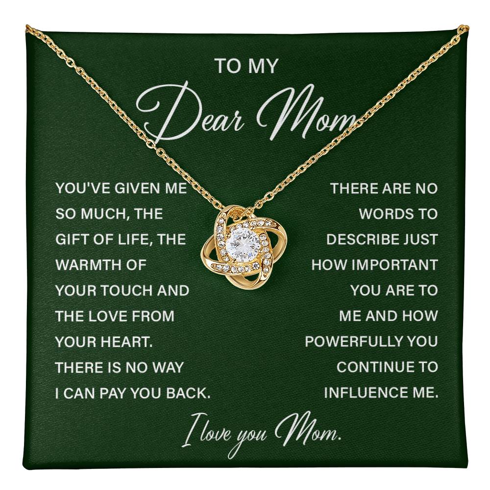 I Love You Mom Necklace with Emotional Gift Note
