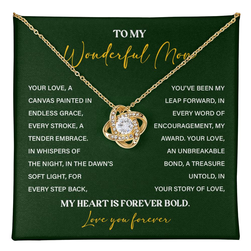 To My Wonderful Mom Necklace with Message Card Gift Box