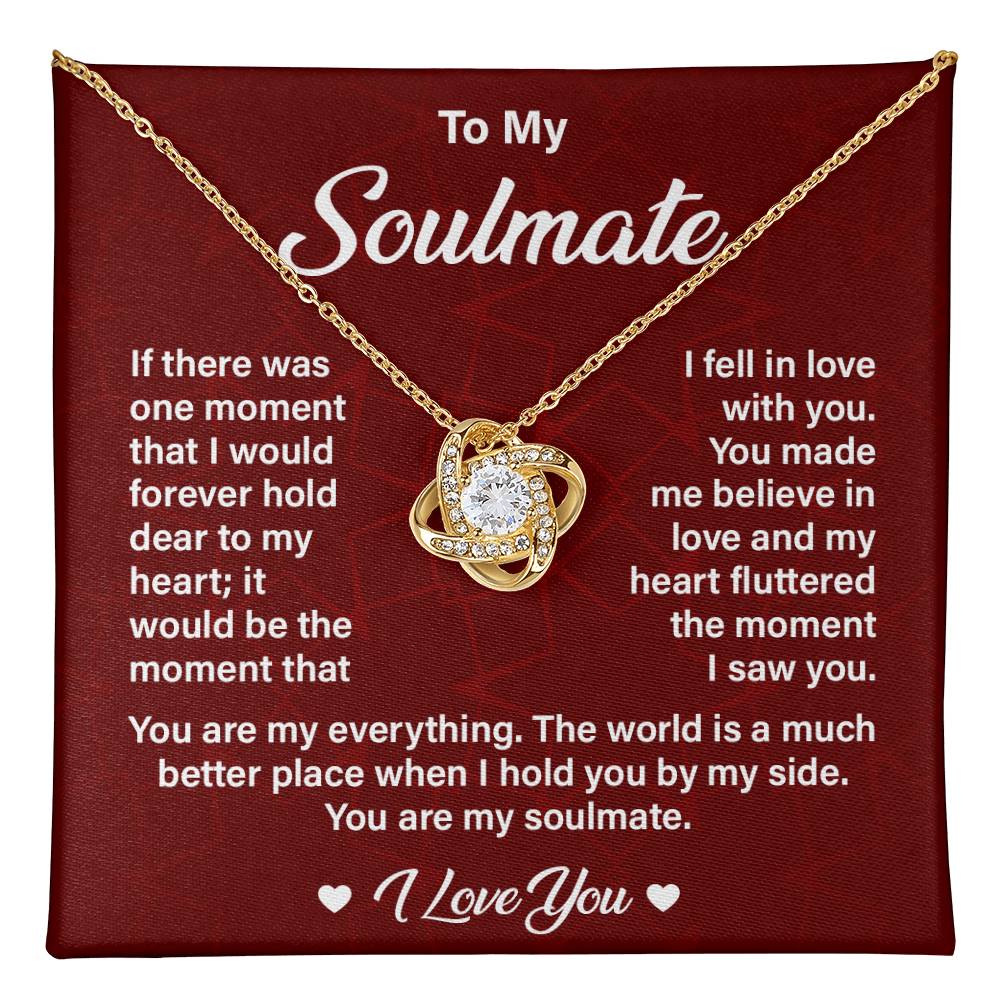 Soulmate Necklace Gift for Her with Love Quote