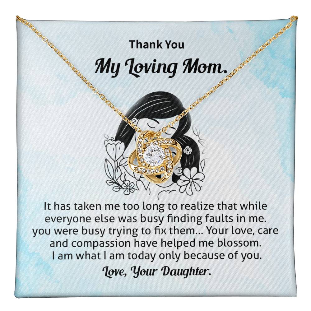 Thank You Mom Necklace Gift from Daughter Card