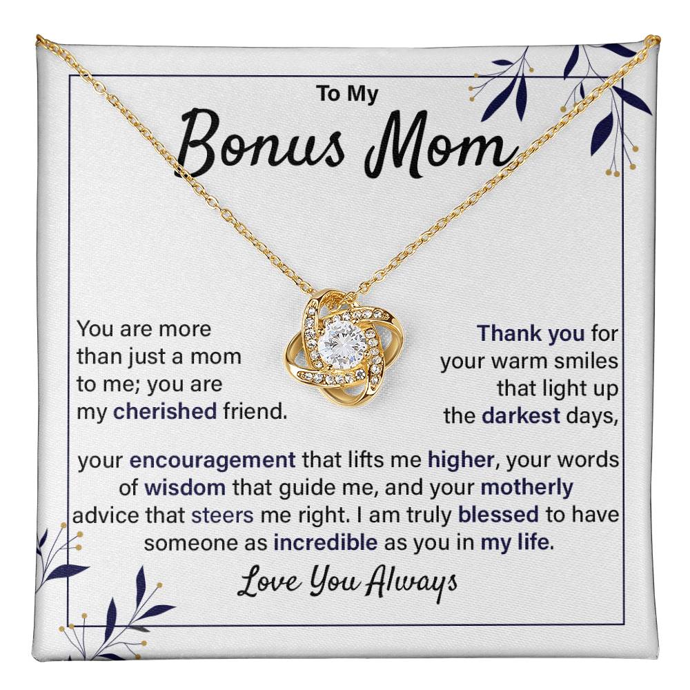 Bonus Mom Necklace Gift from Daughter with Card