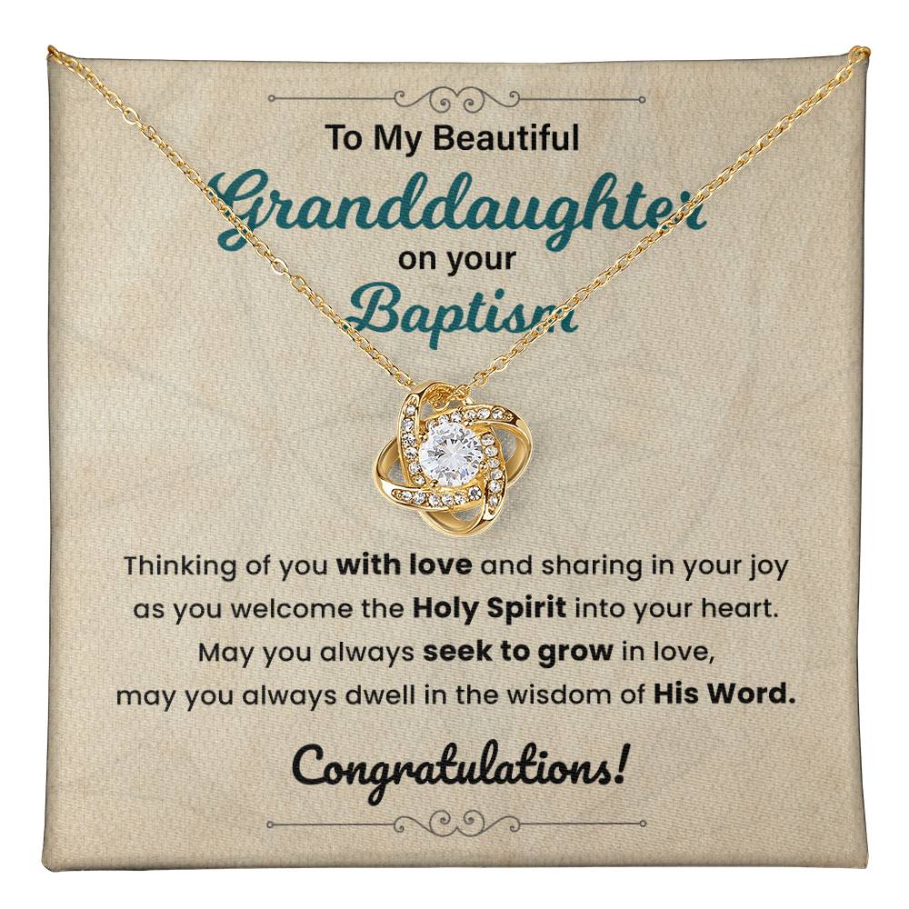 Baptism Necklace Gift For Granddaughter With Message Card