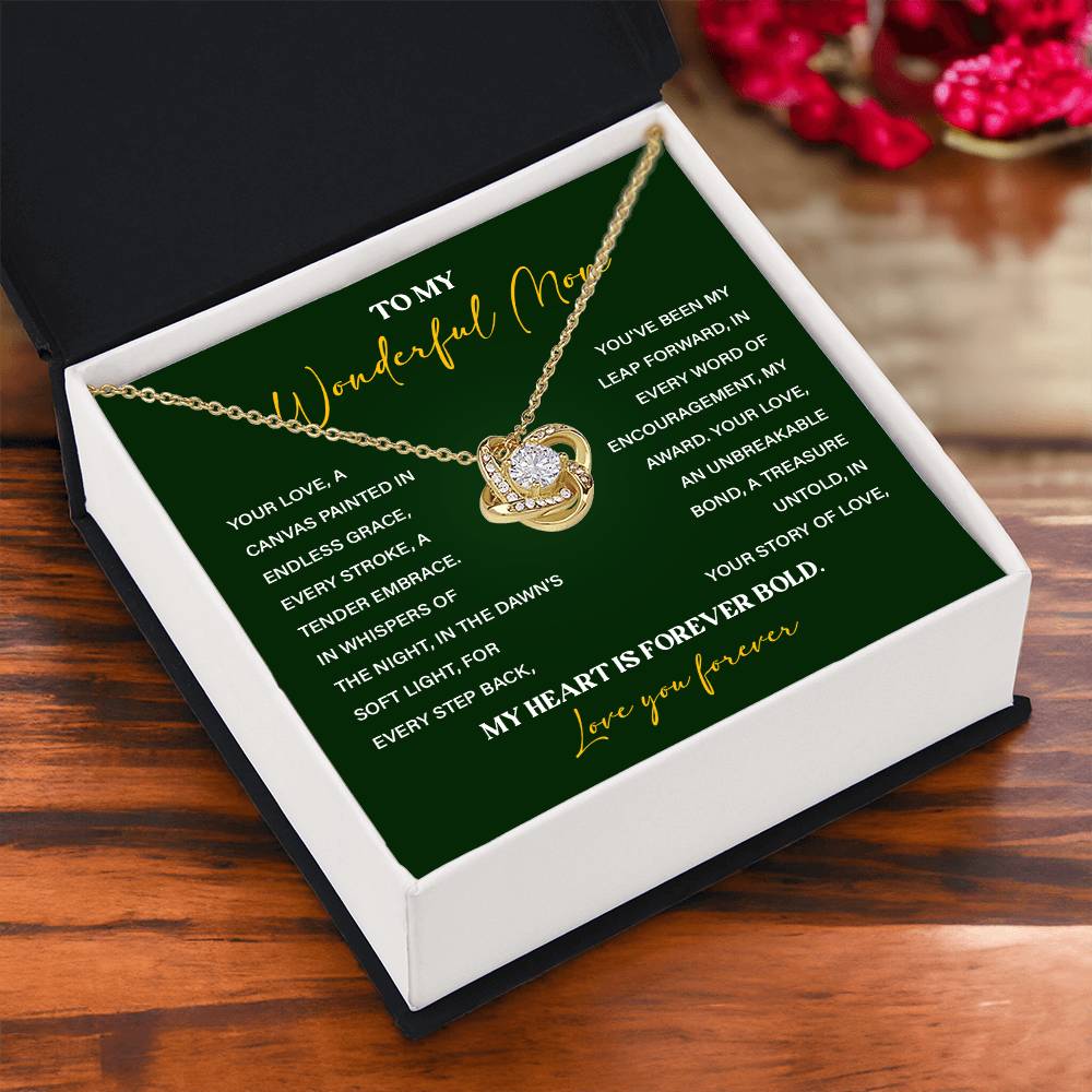 To My Wonderful Mom Necklace with Message Card Gift Box