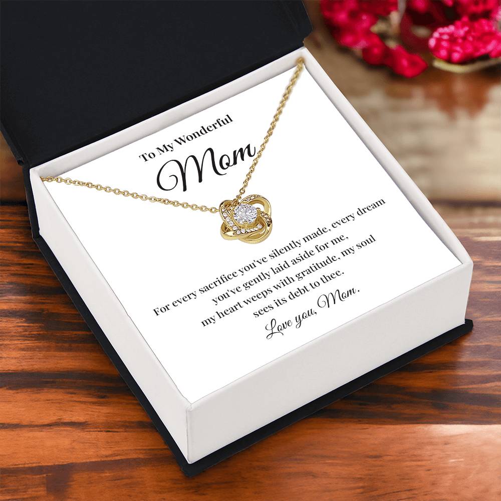 Necklace Gift for Wonderful Mom With Love Knot Pendant