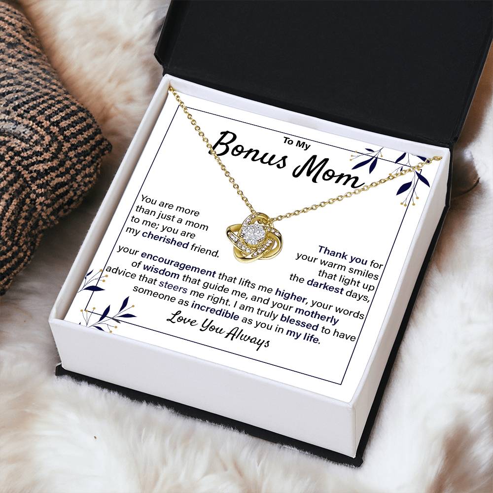 Bonus Mom Necklace Gift from Daughter with Card