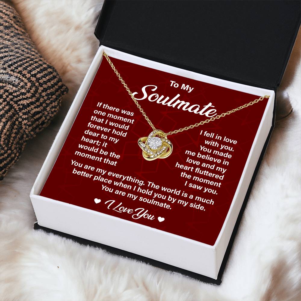 Soulmate Necklace Gift for Her with Love Quote